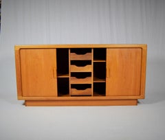 1960s Danish Sideboard by Dyrlund, Teak Organic Tambour Doors