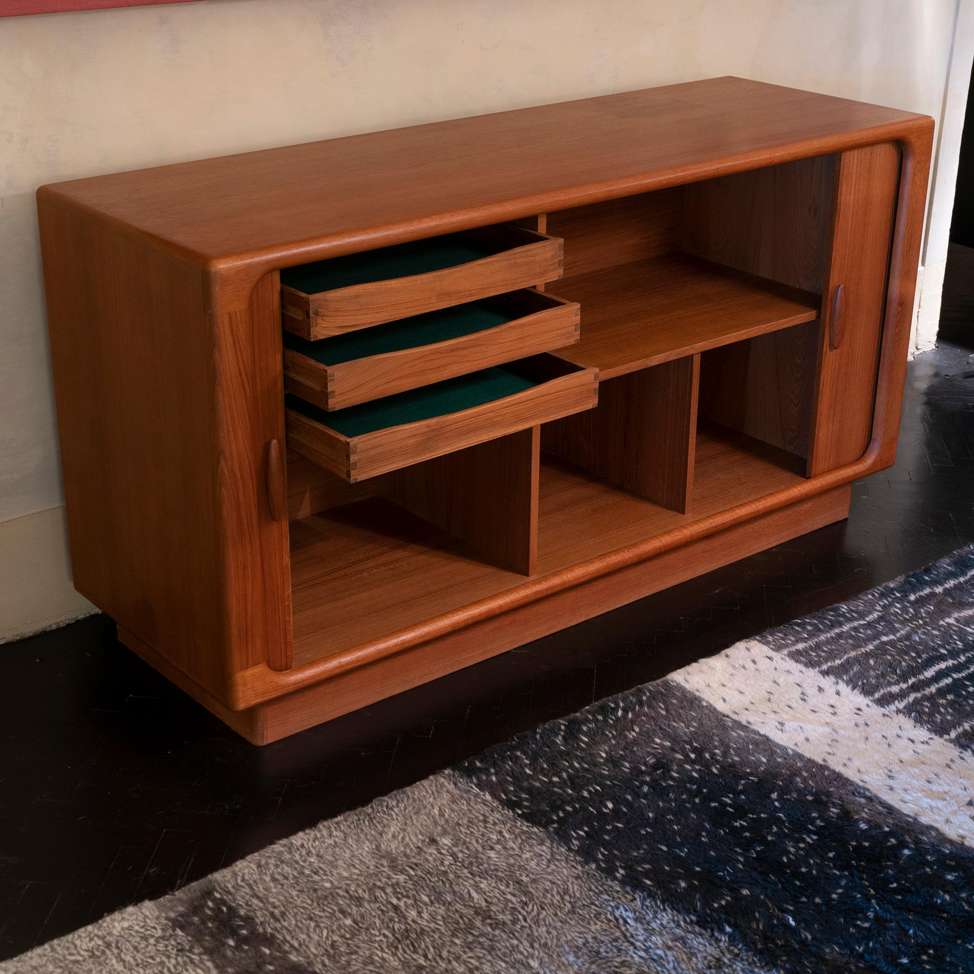 Scandinavian Modern 1960s Danish Sideboard by Dyrlund, Teak Organic Tambour Doors