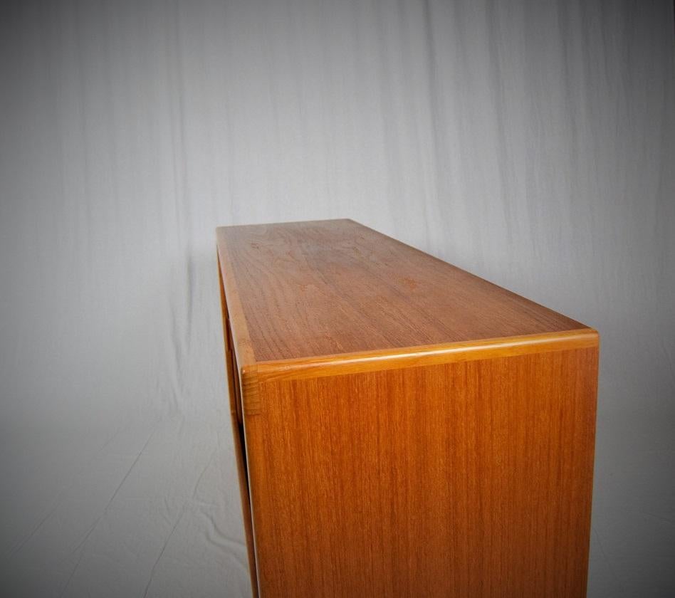 1960s Danish Sideboard by Dyrlund, Teak Organic Tambour Doors 1