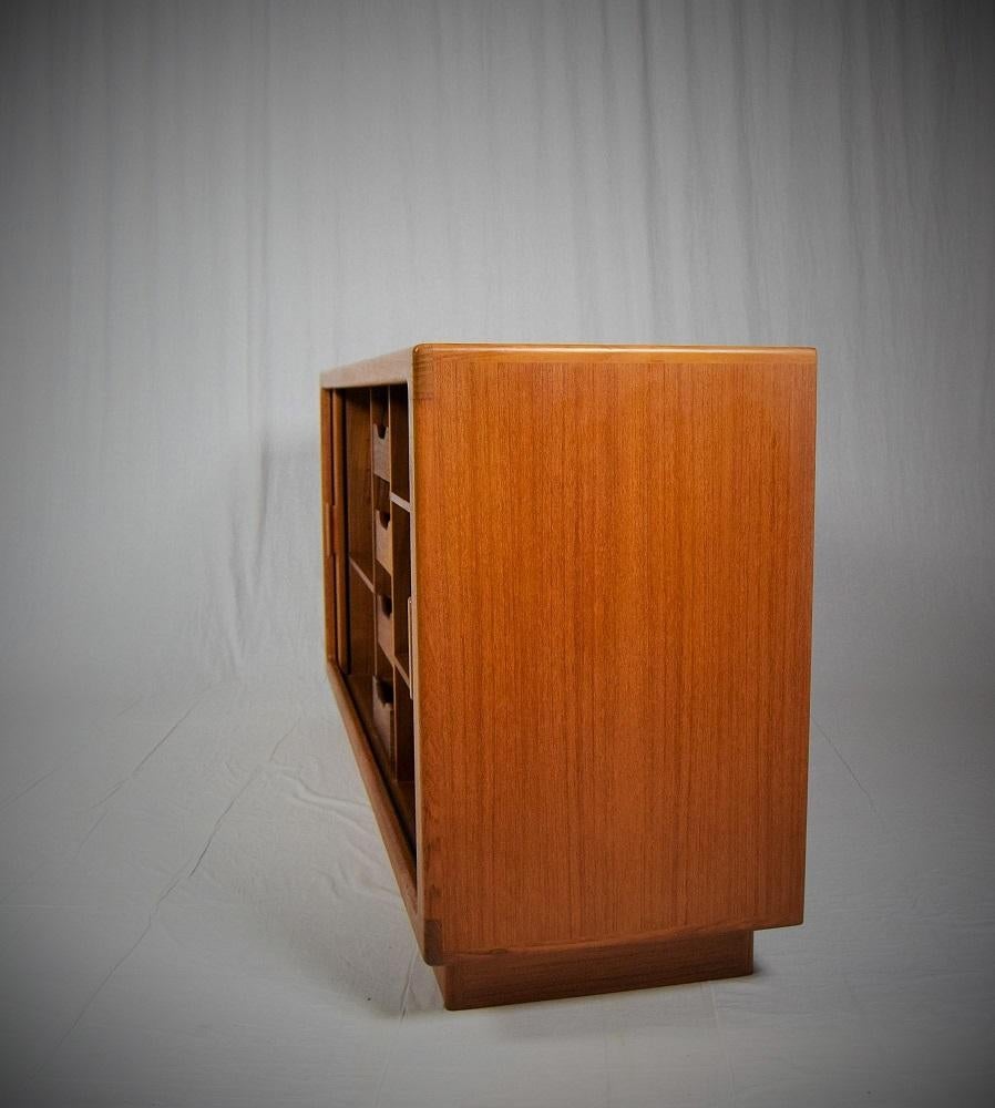 1960s Danish Sideboard by Dyrlund, Teak Organic Tambour Doors 2