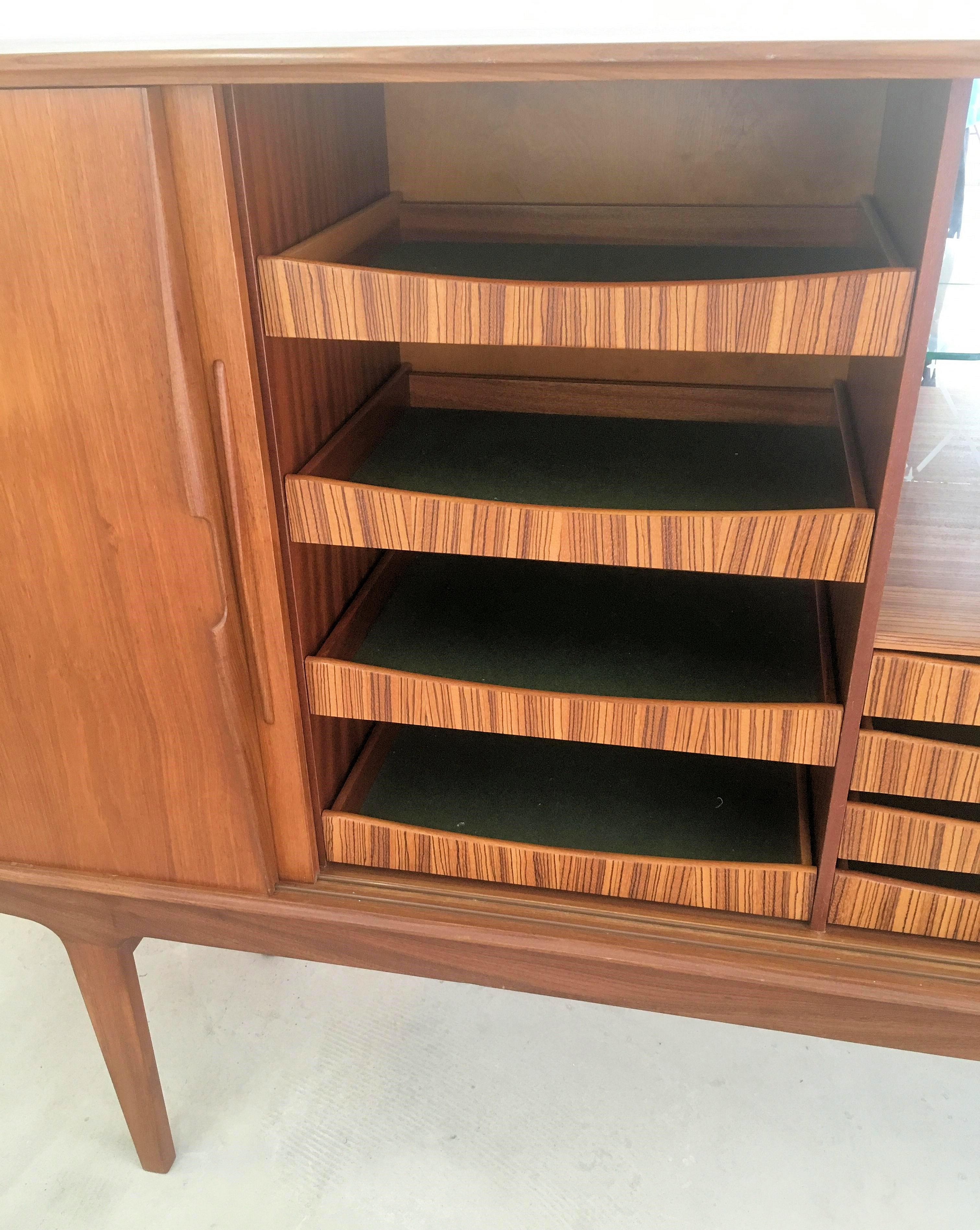 1960s Danish Sideboard in Teak with Integrated Bar Section For Sale 1