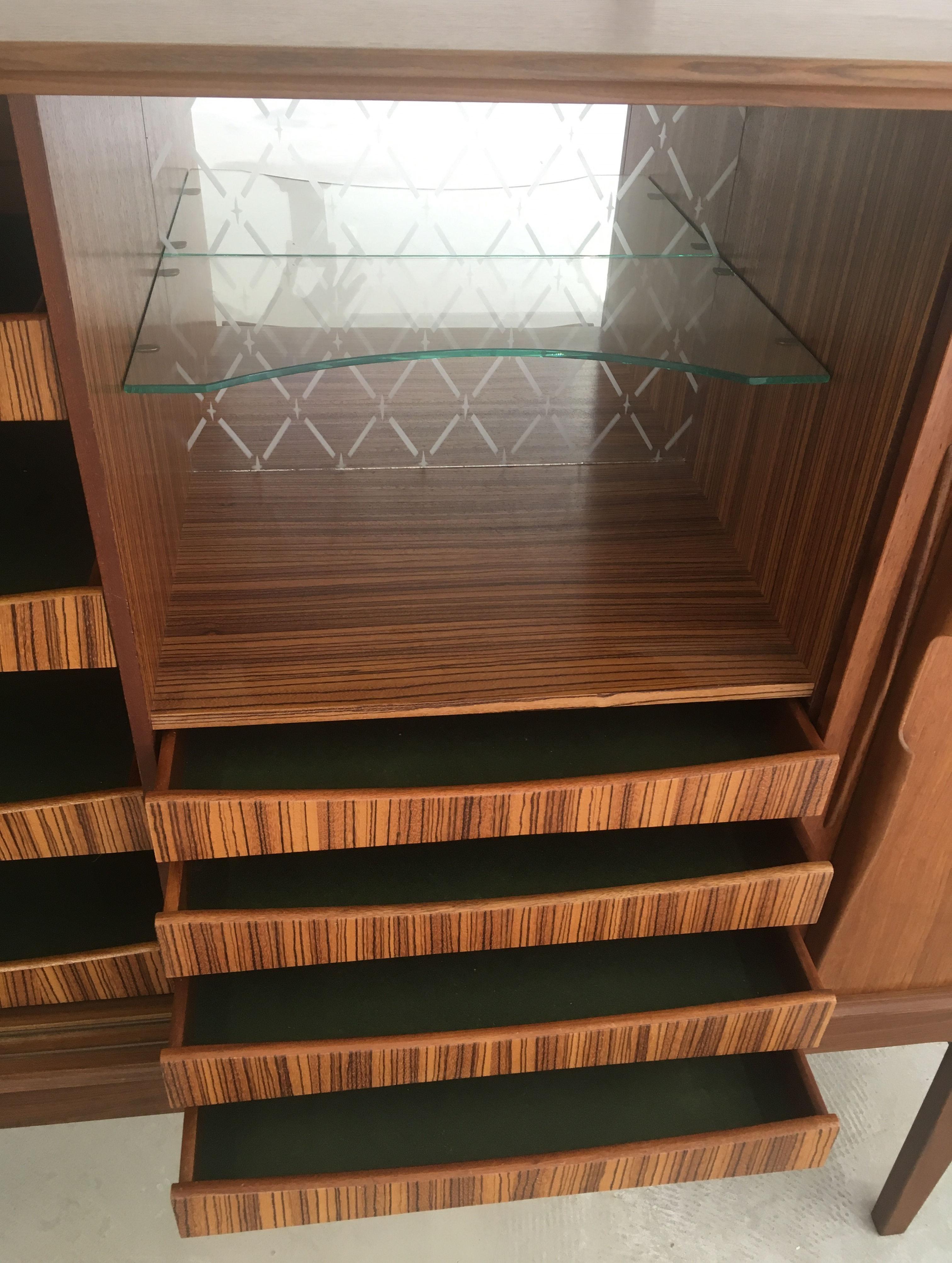 1960s Danish Sideboard in Teak with Integrated Bar Section For Sale 2