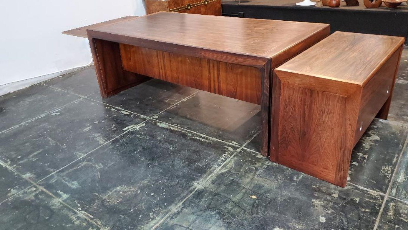 1960s Danish Sigurd Hansens Extendable Rosewood Executive Desk & File Cabinet  For Sale 2