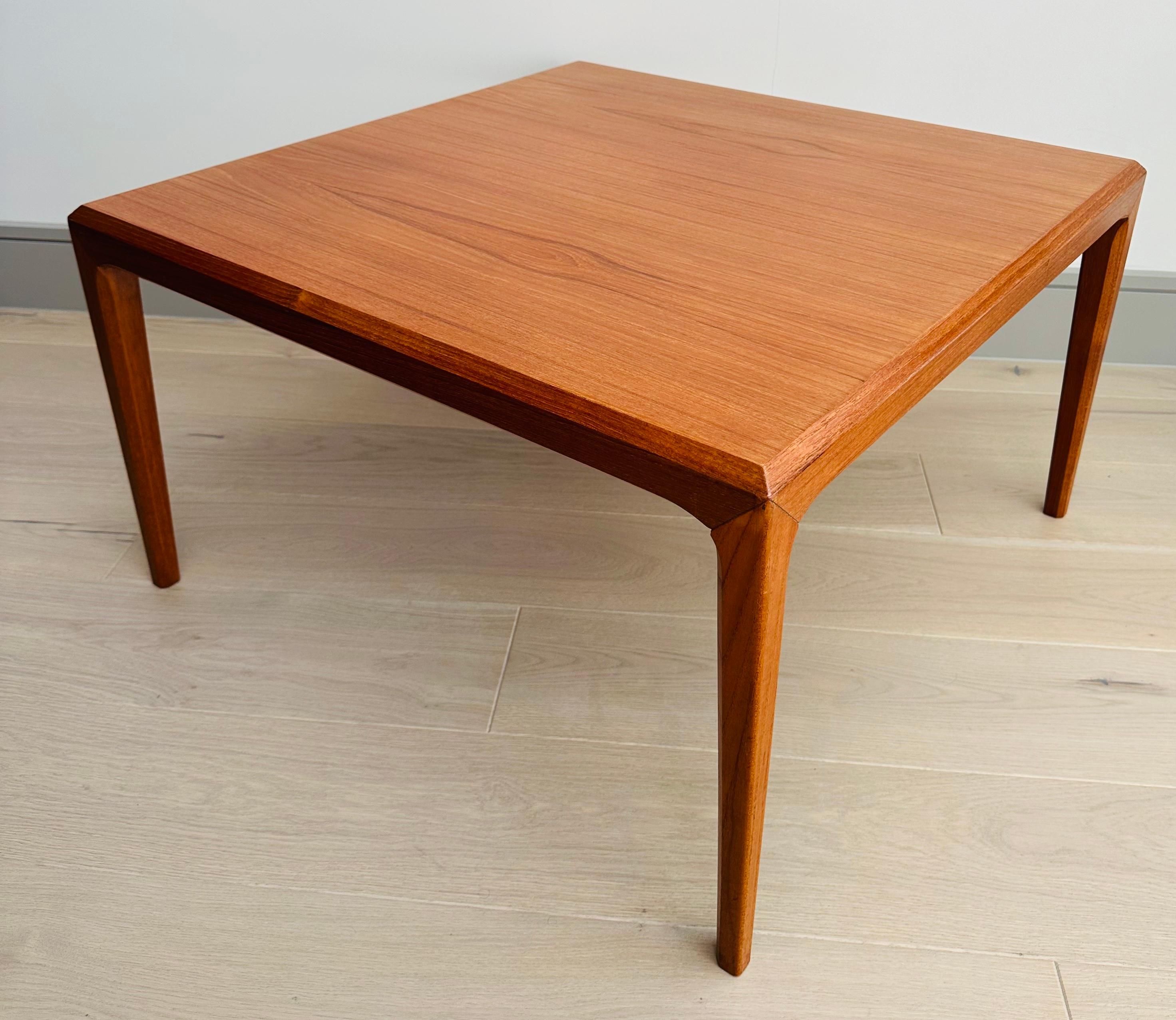 Mid-Century Modern 1960s Danish Silkeborg Furniture Square Teak Coffee Table by Johannes Andersen For Sale