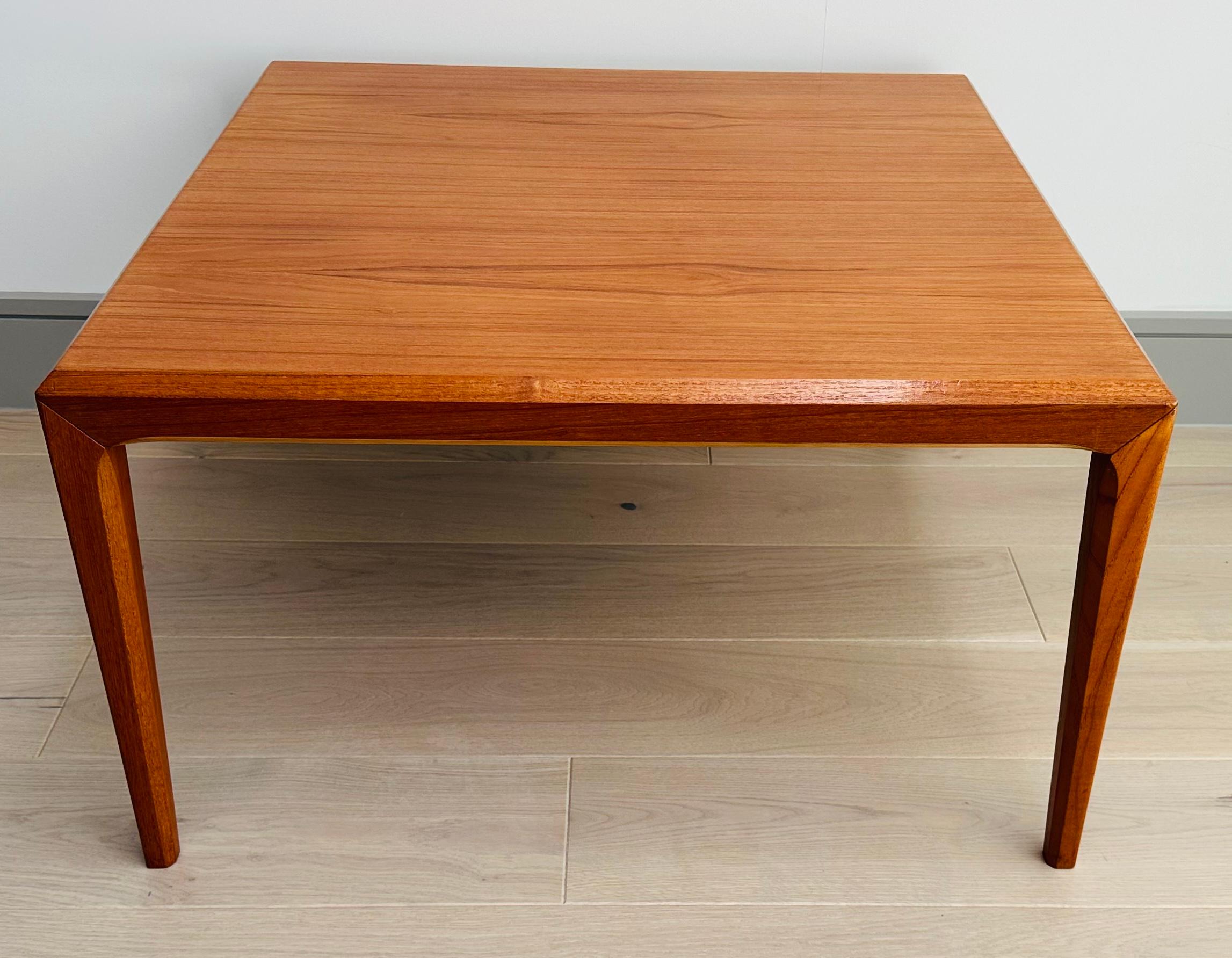 Metal 1960s Danish Silkeborg Furniture Square Teak Coffee Table by Johannes Andersen For Sale