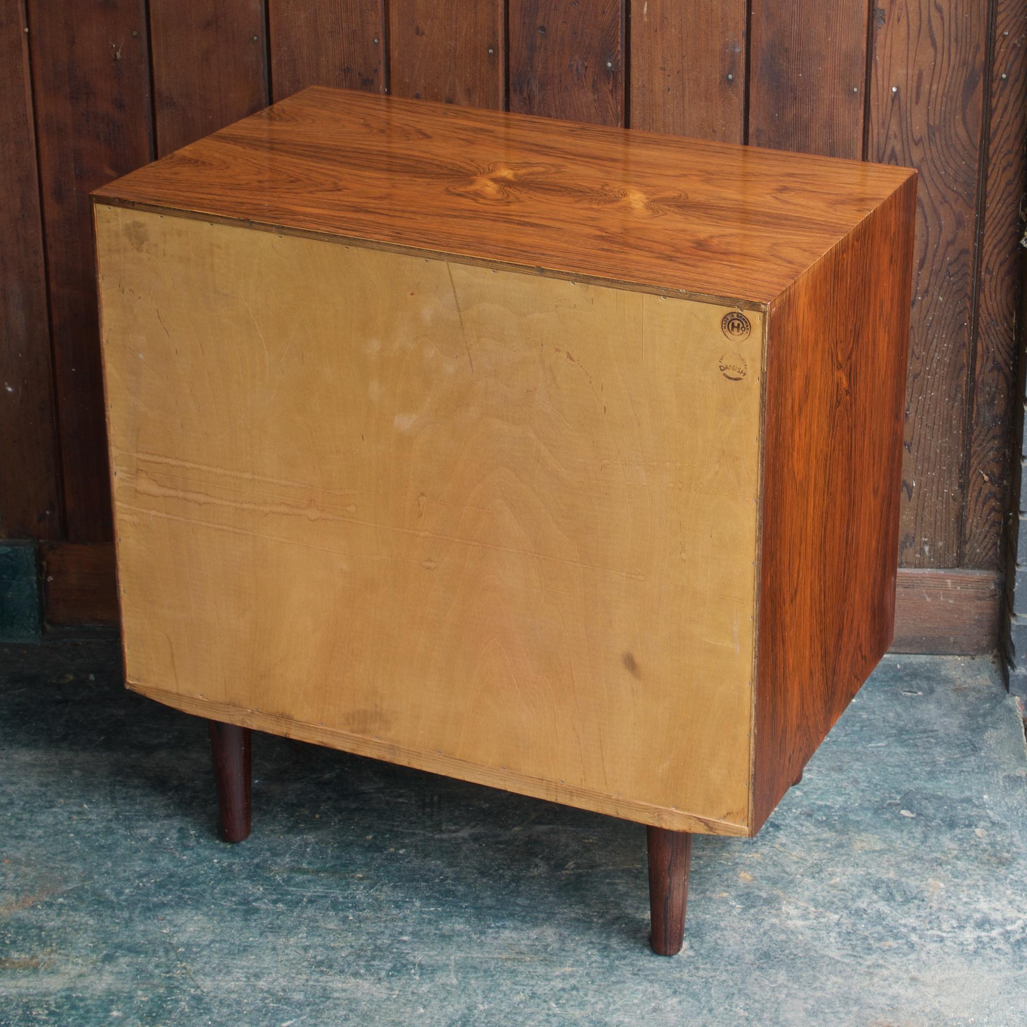 Lacquered 1960s Danish Small Dresser Cabinet Console Table Brazilian Rosewood Mid-Century