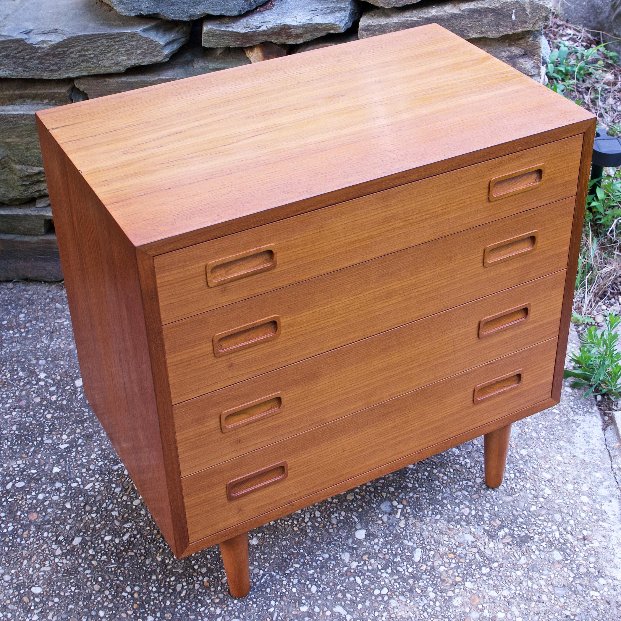 Scandinavian Modern 1960s Danish Small Dresser Cabinet Console Table Teak Mid-Century For Sale