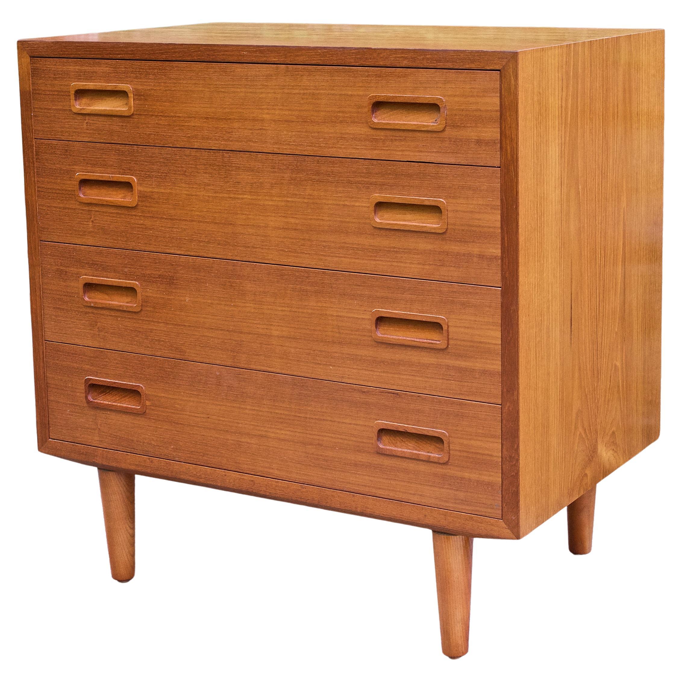 1960s Danish Small Dresser Cabinet Console Table Teak Mid-Century