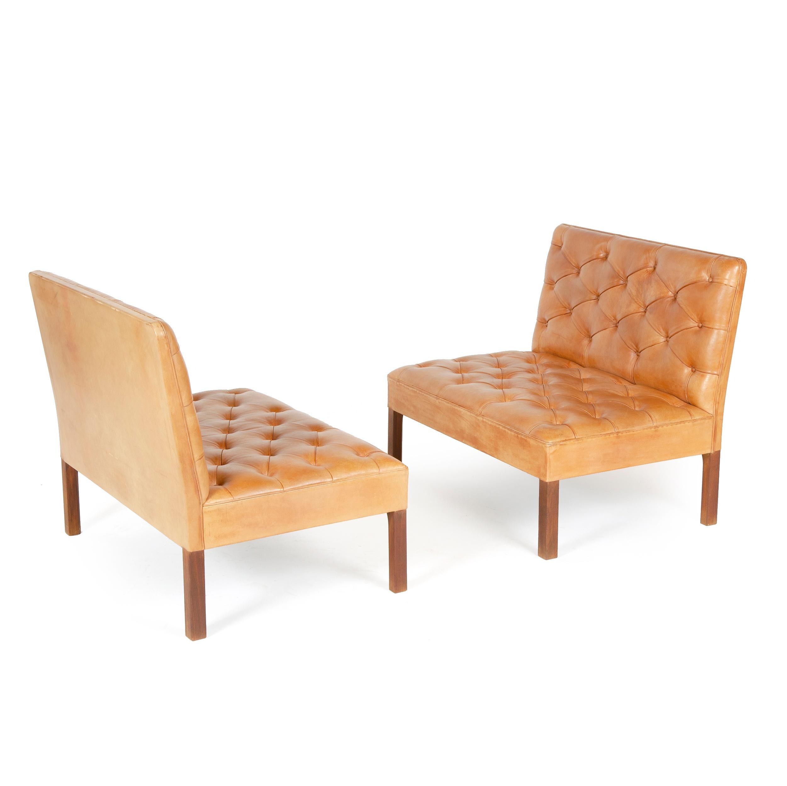 Leather 1960s Danish Sofa and Ottoman by Kaare Klint for Rud Rasmussen