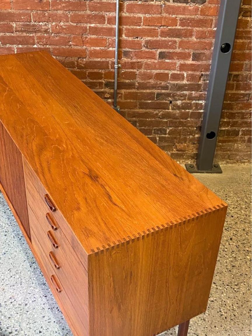 Mid-20th Century 1960s Danish Solid Teak Credenza by Peter Hvidt For Sale