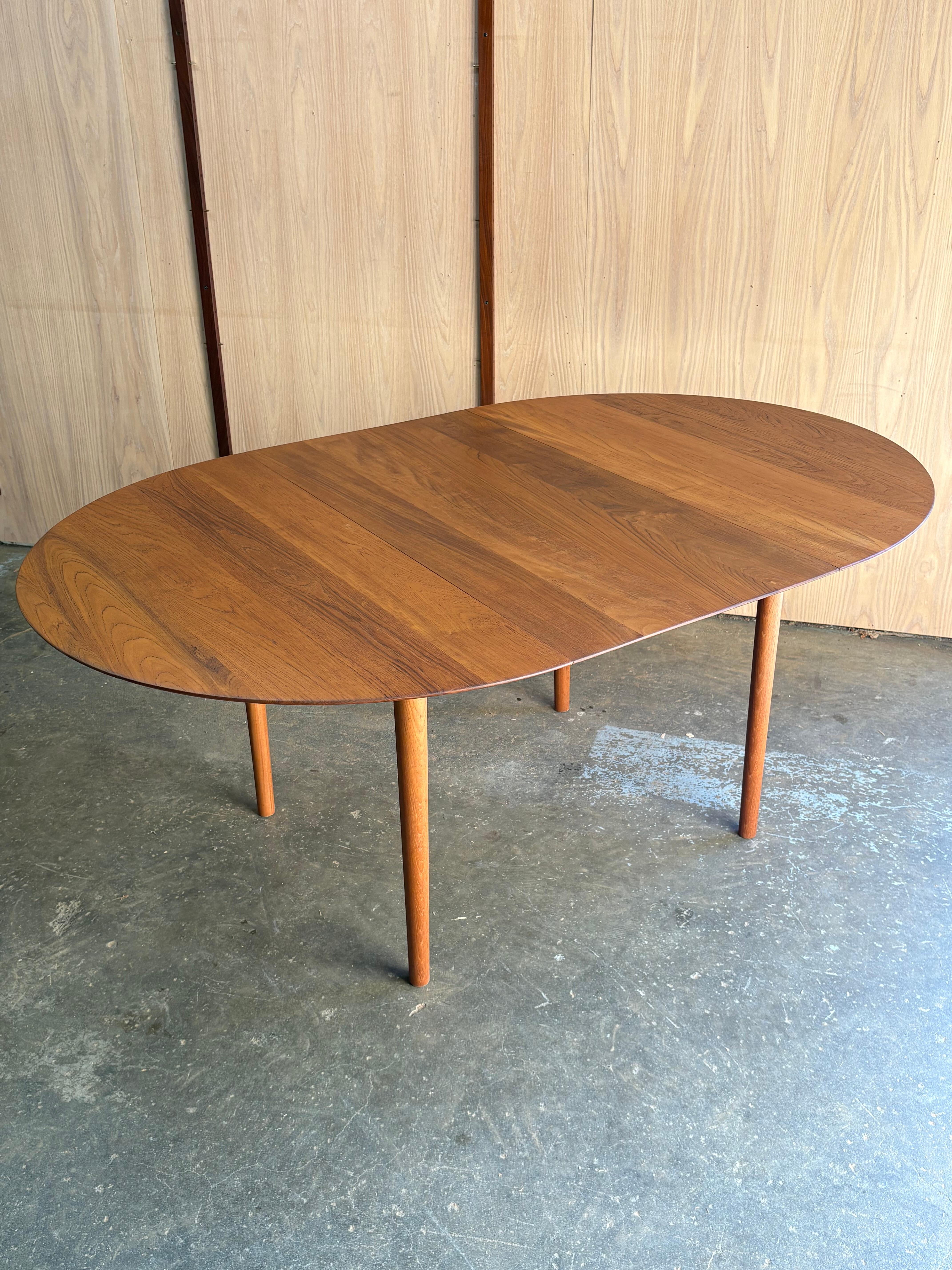 Mid-Century Modern 1960s Danish Solid Teak Dining Table by Peter Hvidt for Soborg For Sale