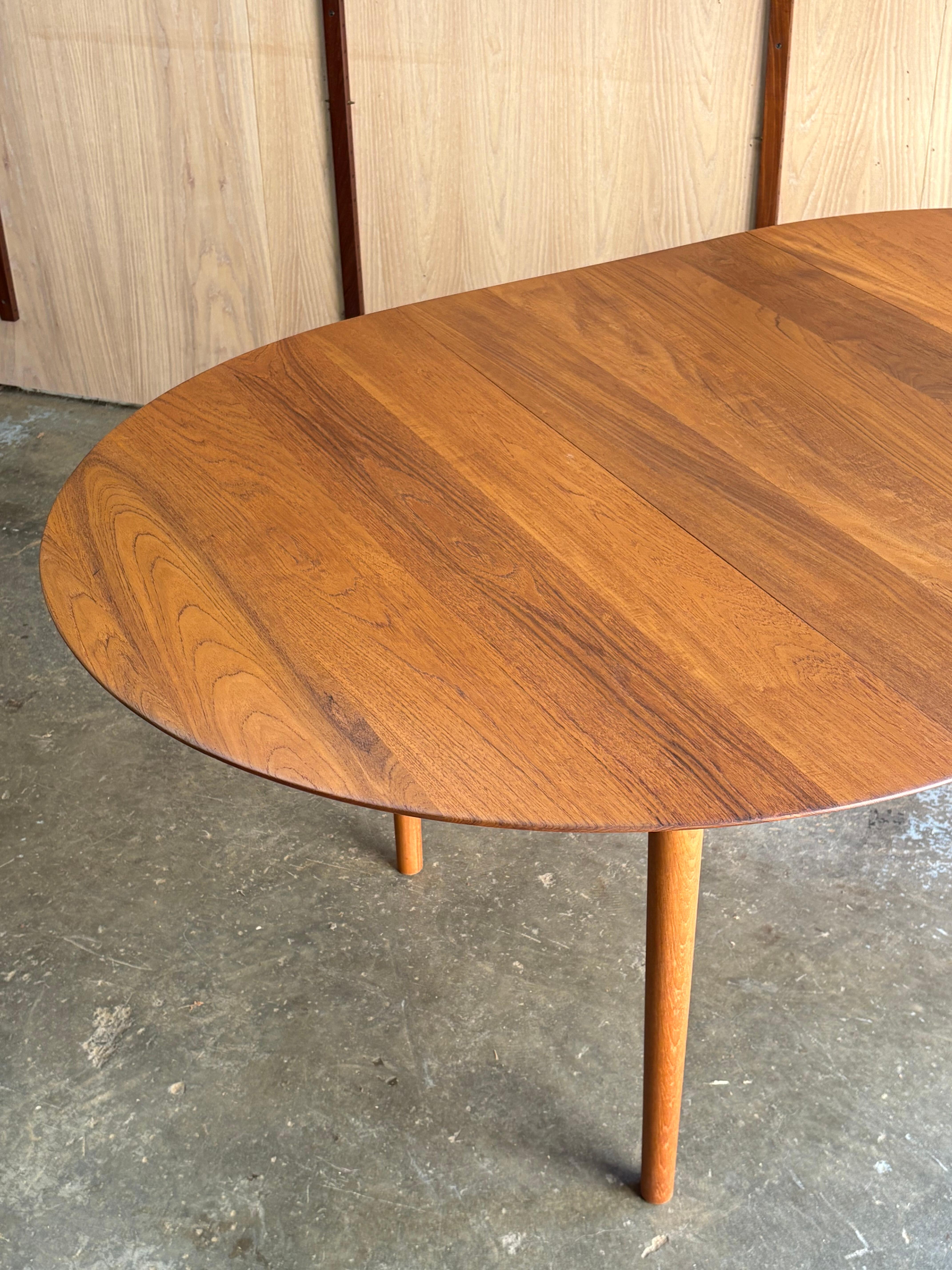 1960s Danish Solid Teak Dining Table by Peter Hvidt for Soborg In Excellent Condition For Sale In Victoria, BC