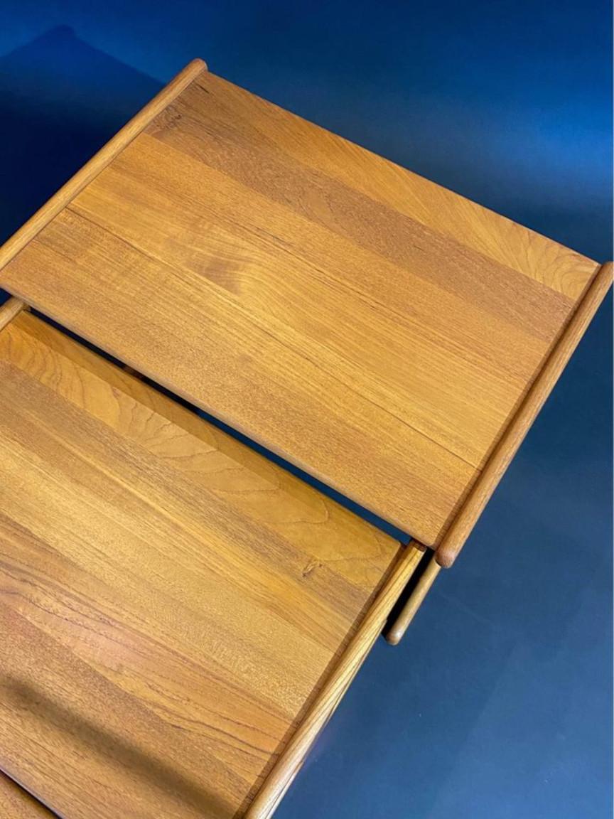 Mid-20th Century 1960s Danish Solid Teak Nesting Side  End Tables For Sale