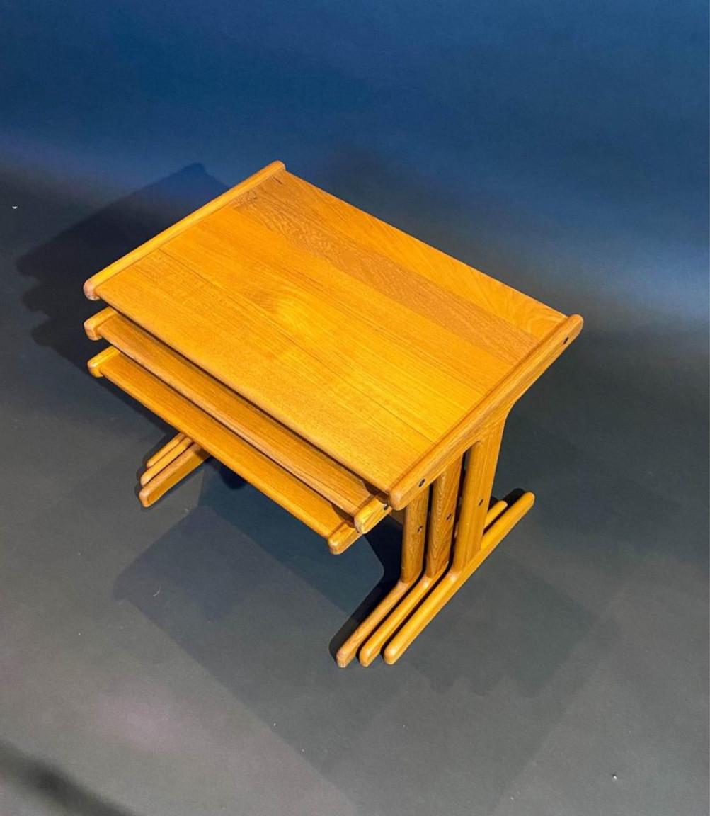 1960s Danish Solid Teak Nesting Side  End Tables For Sale 1