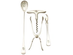 1960s Art Deco Style Danish Sterling Silver Cocktail Accessories Set