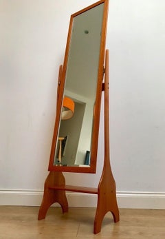 1960s Danish Style Teak Cheval Mirror