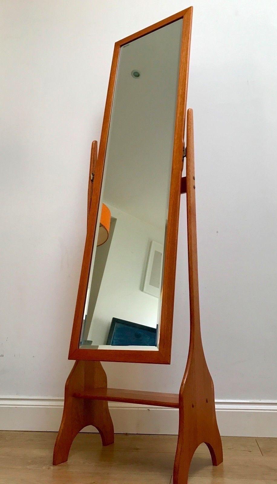 Mid-Century Modern 1960s Danish Style Teak Cheval Mirror