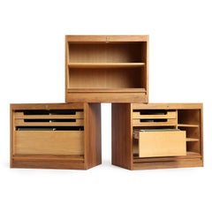 1960s Danish Tambour Door Storage Unit by Hans J. Wegner for Johannes Hansen