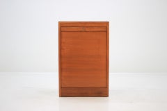 1960s Danish Tambour Sliding Doors Teak Cabinet