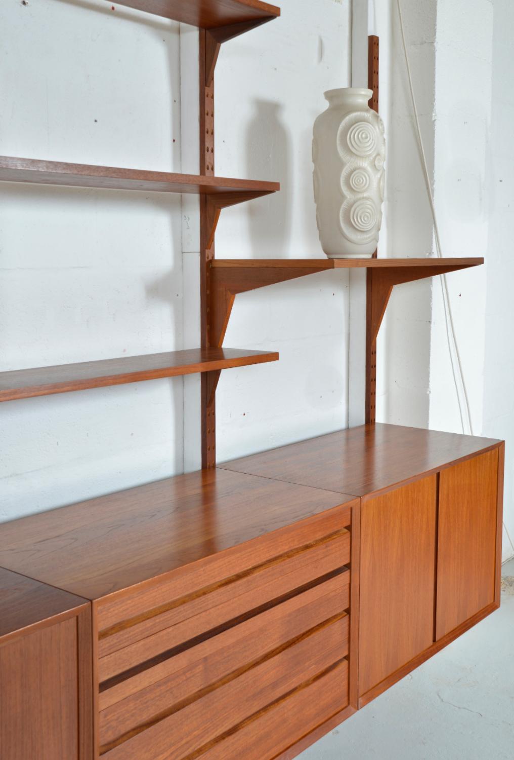 1960s Danish Teak 3-Bay Cado Wall Unit Modular Shelving System by Paul Cadovius 12