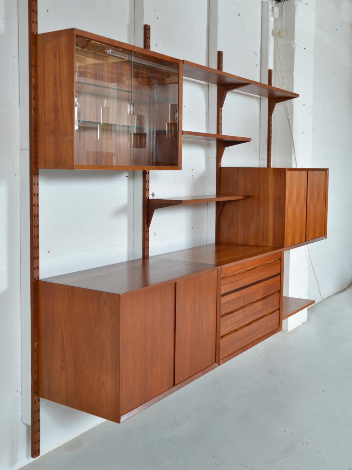 Mid-Century Modern 1960s Danish Teak 3-Bay Cado Wall Unit Modular Shelving System by Paul Cadovius