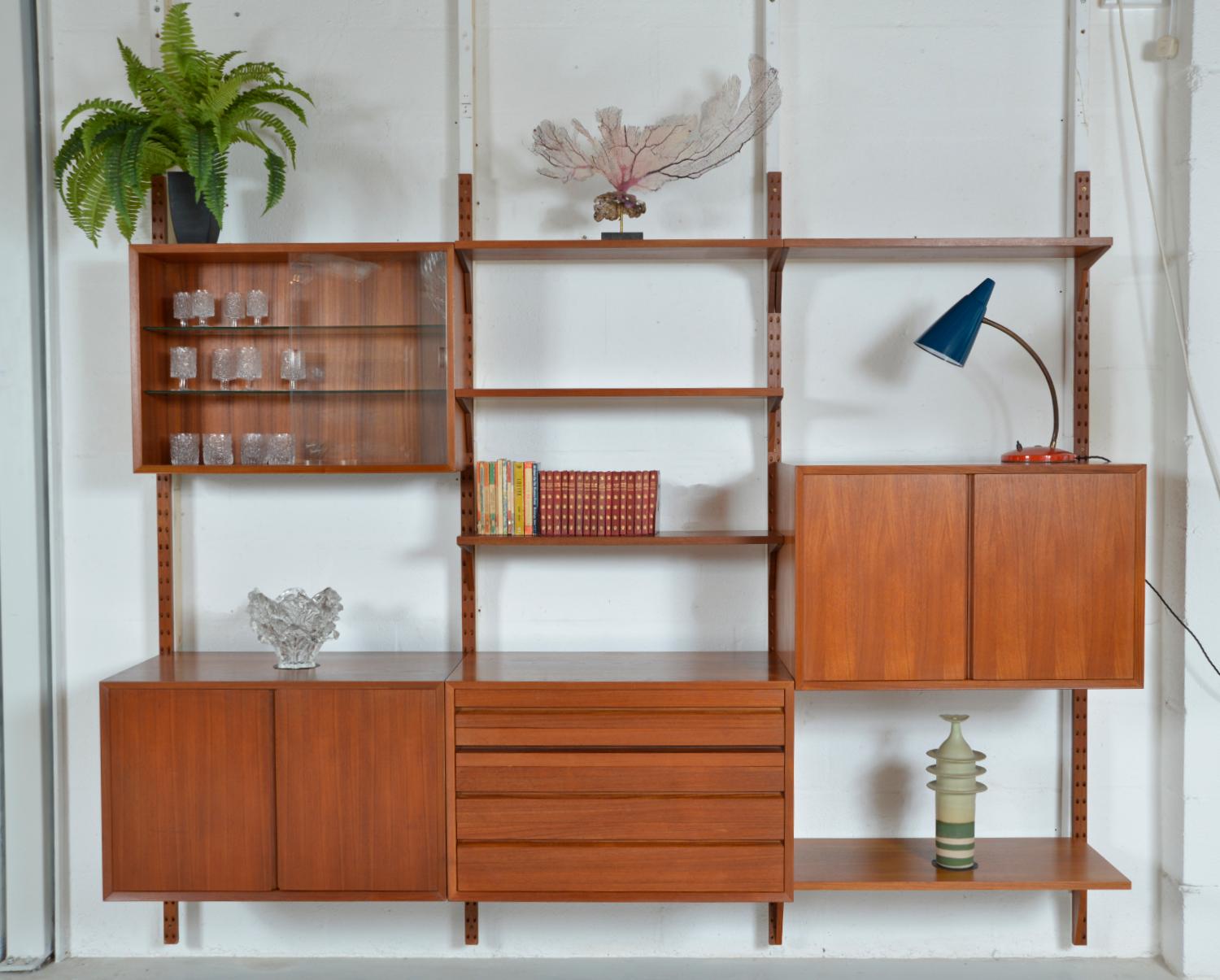 1960s Danish Teak 3-Bay Cado Wall Unit Modular Shelving System by Paul Cadovius In Good Condition In Sherborne, Dorset