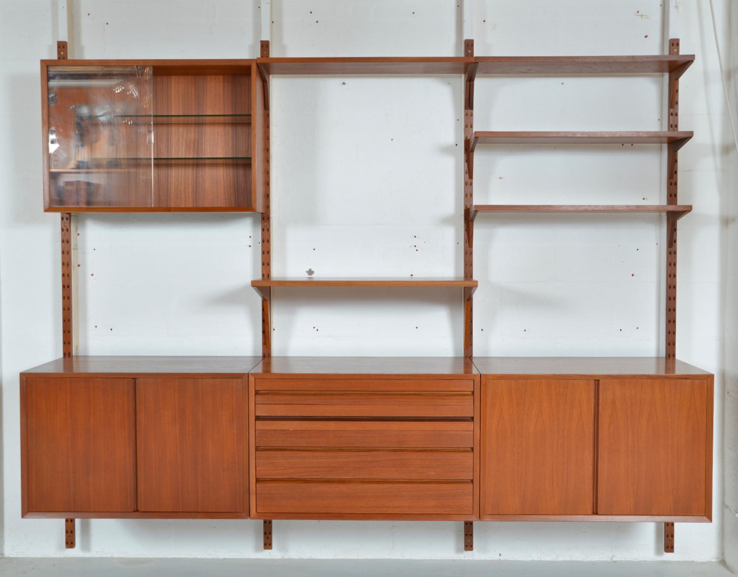 1960s Danish Teak 3-Bay Cado Wall Unit Modular Shelving System by Paul Cadovius 1