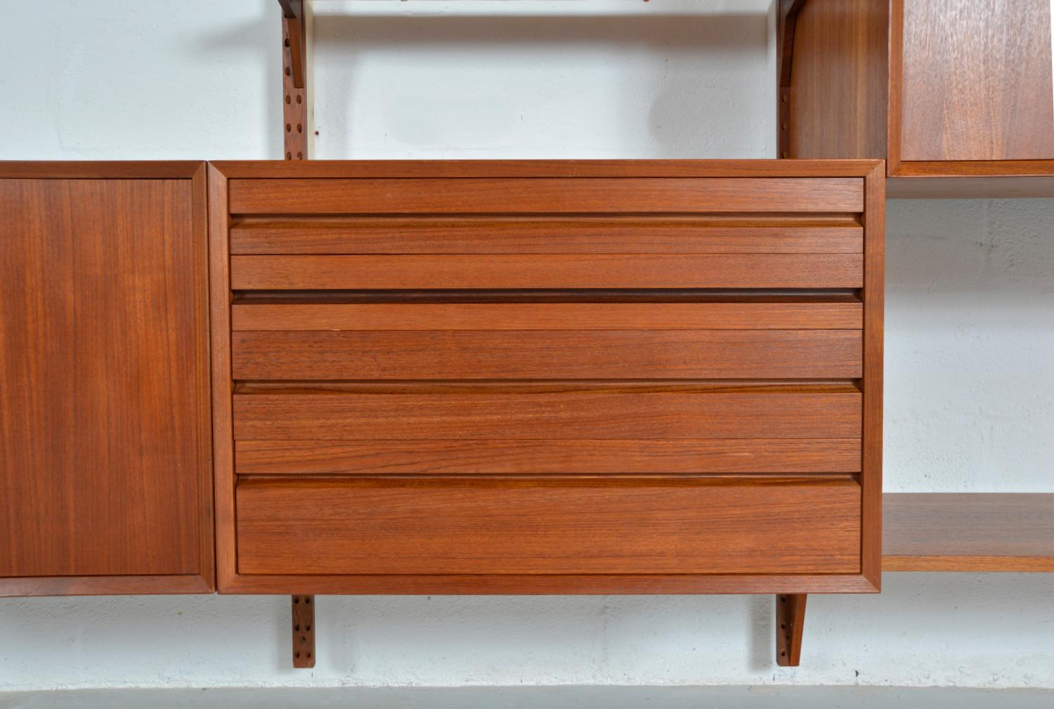 1960s Danish Teak 3-Bay Cado Wall Unit Modular Shelving System by Paul Cadovius 3