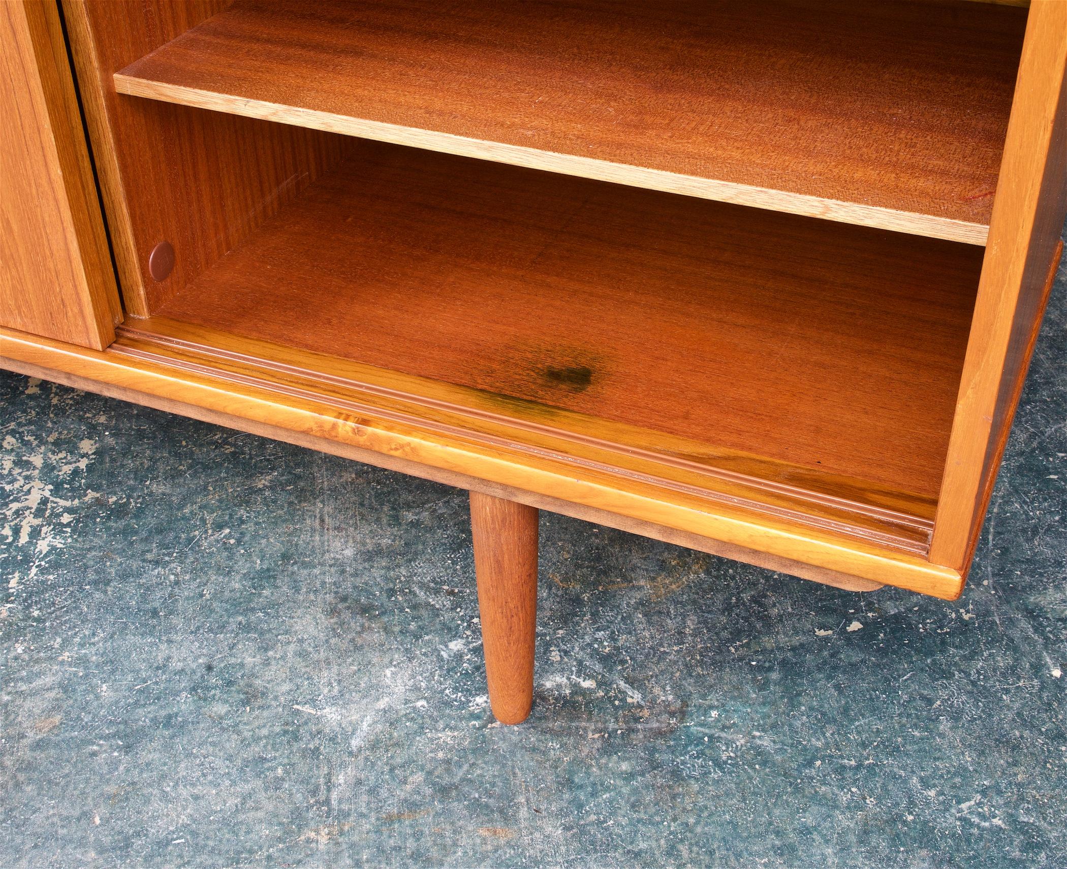 1960s Mid-Century Danish Teak 3-Door Credenza Scandinavian Farmhouse CabinModern 7