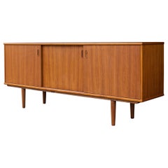 1960s Mid-Century Danish Teak 3-Door Credenza Scandinavian Farmhouse CabinModern