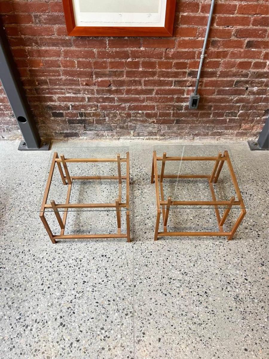 Mid-Century Modern 1960s Danish Teak and Glass End Tables by Henning Norgaard For Sale