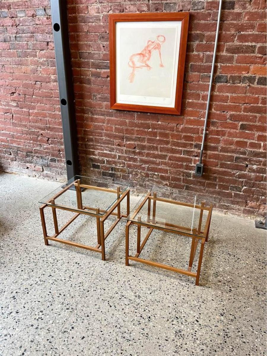 1960s Danish Teak and Glass End Tables by Henning Norgaard In Excellent Condition For Sale In Victoria, BC