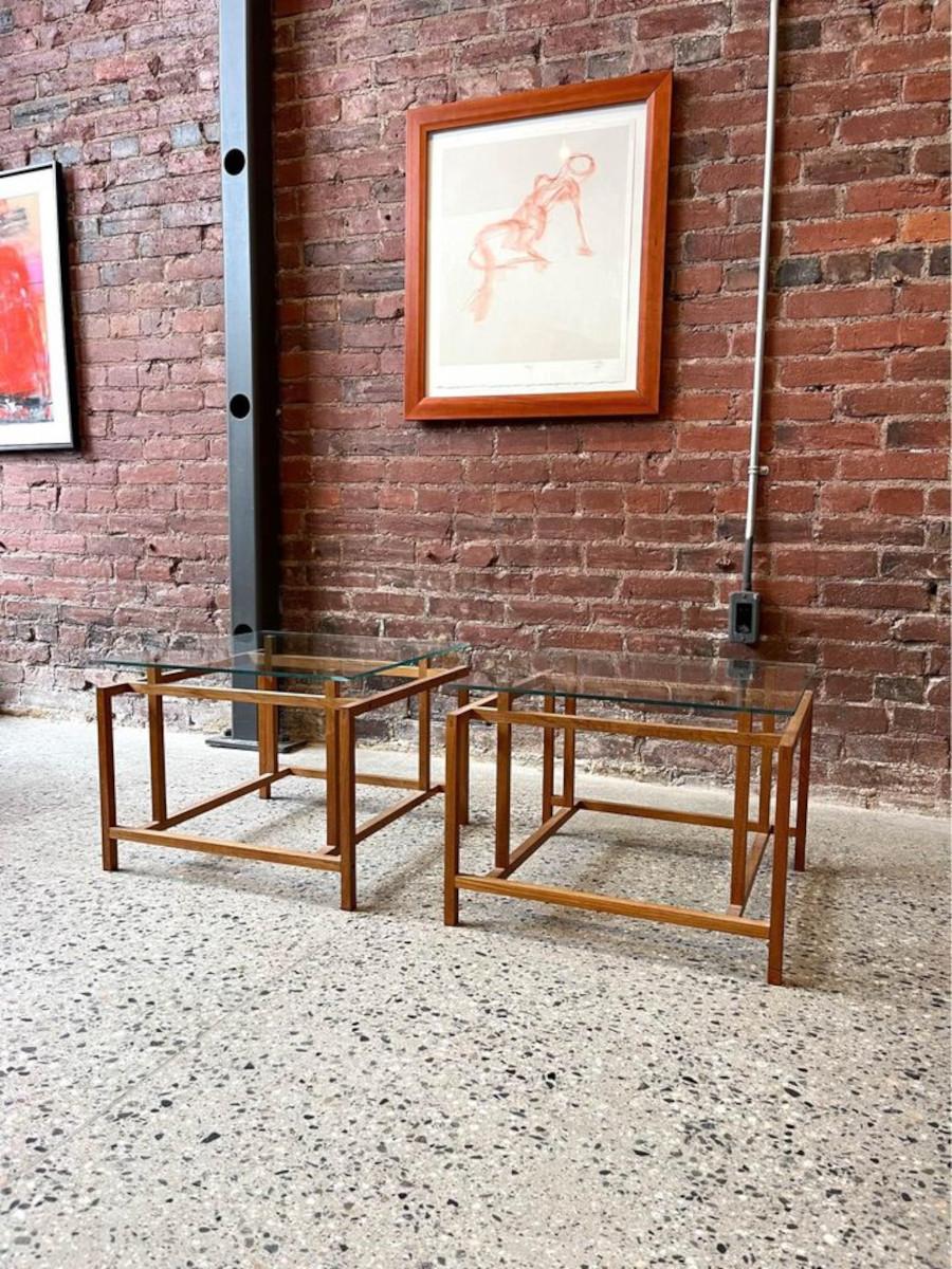 Mid-20th Century 1960s Danish Teak and Glass End Tables by Henning Norgaard For Sale
