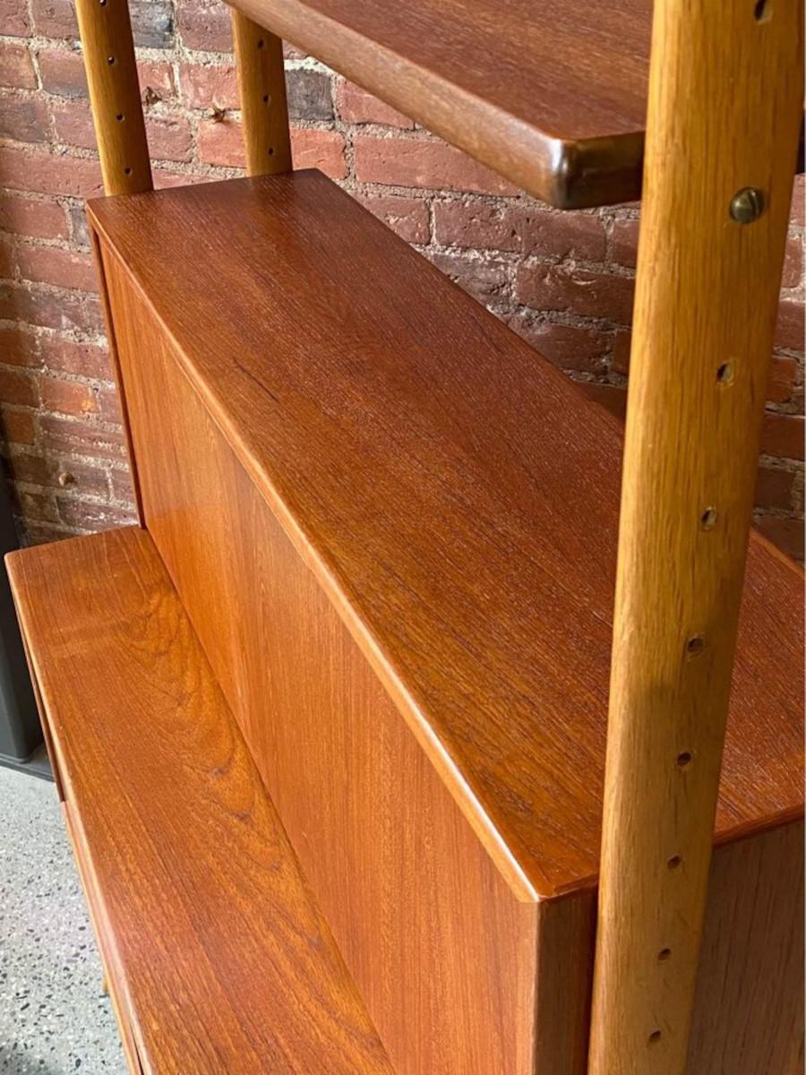 Leather 1960s Danish Teak and Oak Freestanding Desk  Shelving Unit by Kurt Ostervig