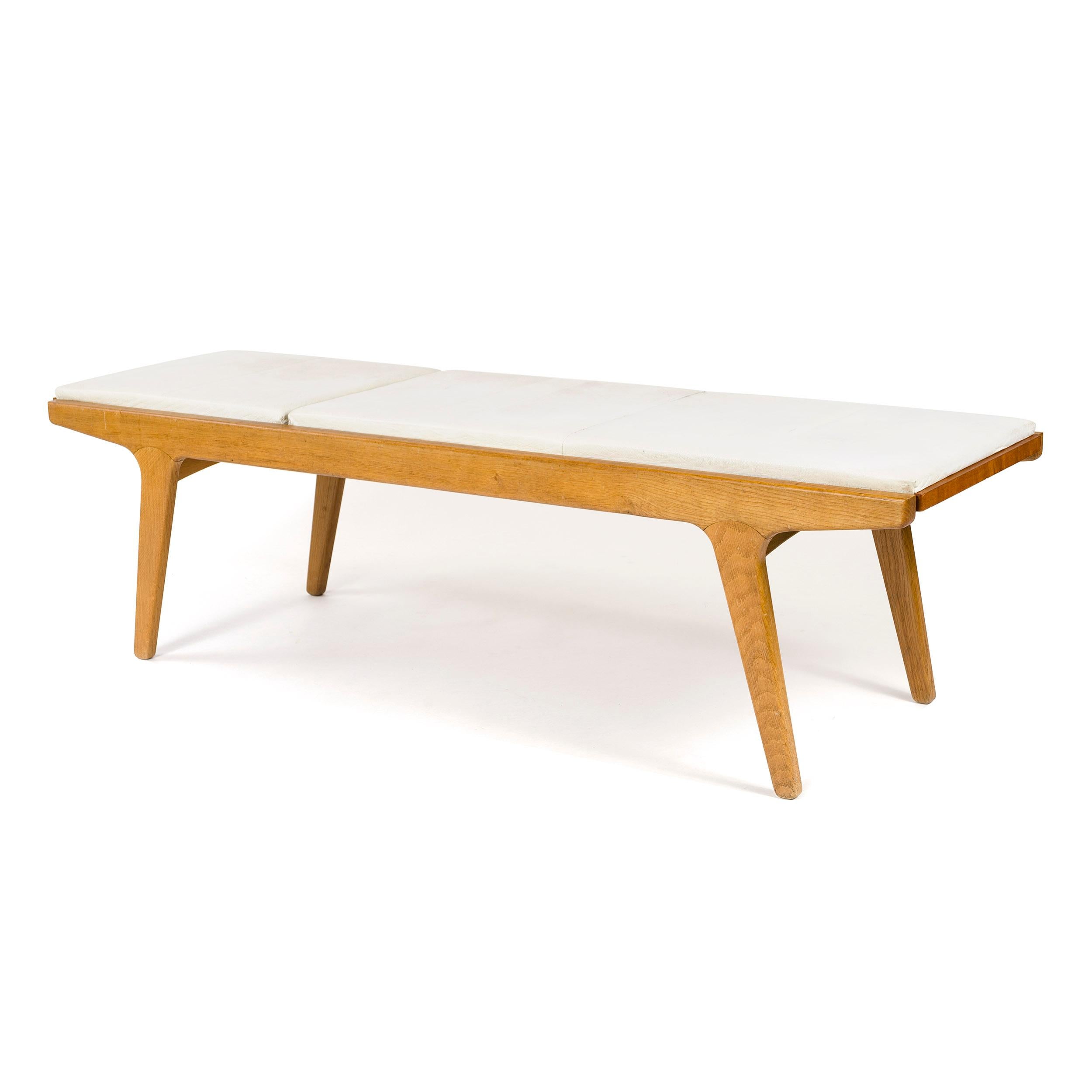 Scandinavian Modern A Unique Oak Bench With a Reversible Teak And Leather Top For Sale
