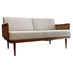 1960s Danish Teak and Rattan FD451 Sofa Day Bed by Peter Hvidt