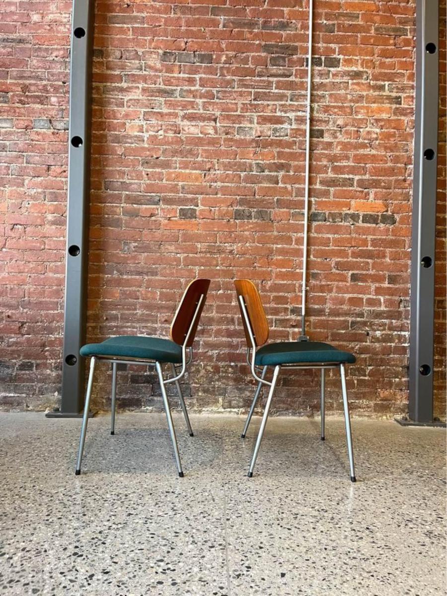 1960s Danish Teak and Steel Side Chairs by Borge Mogensen For Sale 2