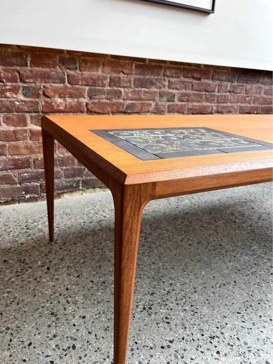 1960s Danish Teak and Tile Coffee Table by Johannes Andersen For Sale 2