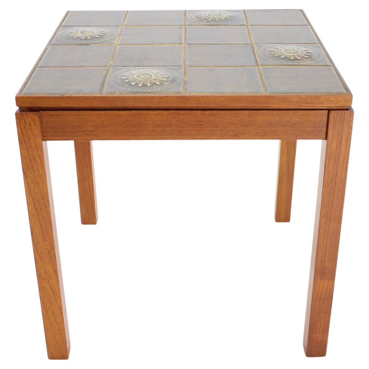 1960s Danish Teak and Tile Side Table For Sale
