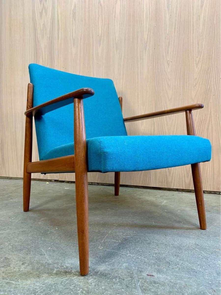 1960s Danish Teak and Wool Lounge Chair For Sale 1