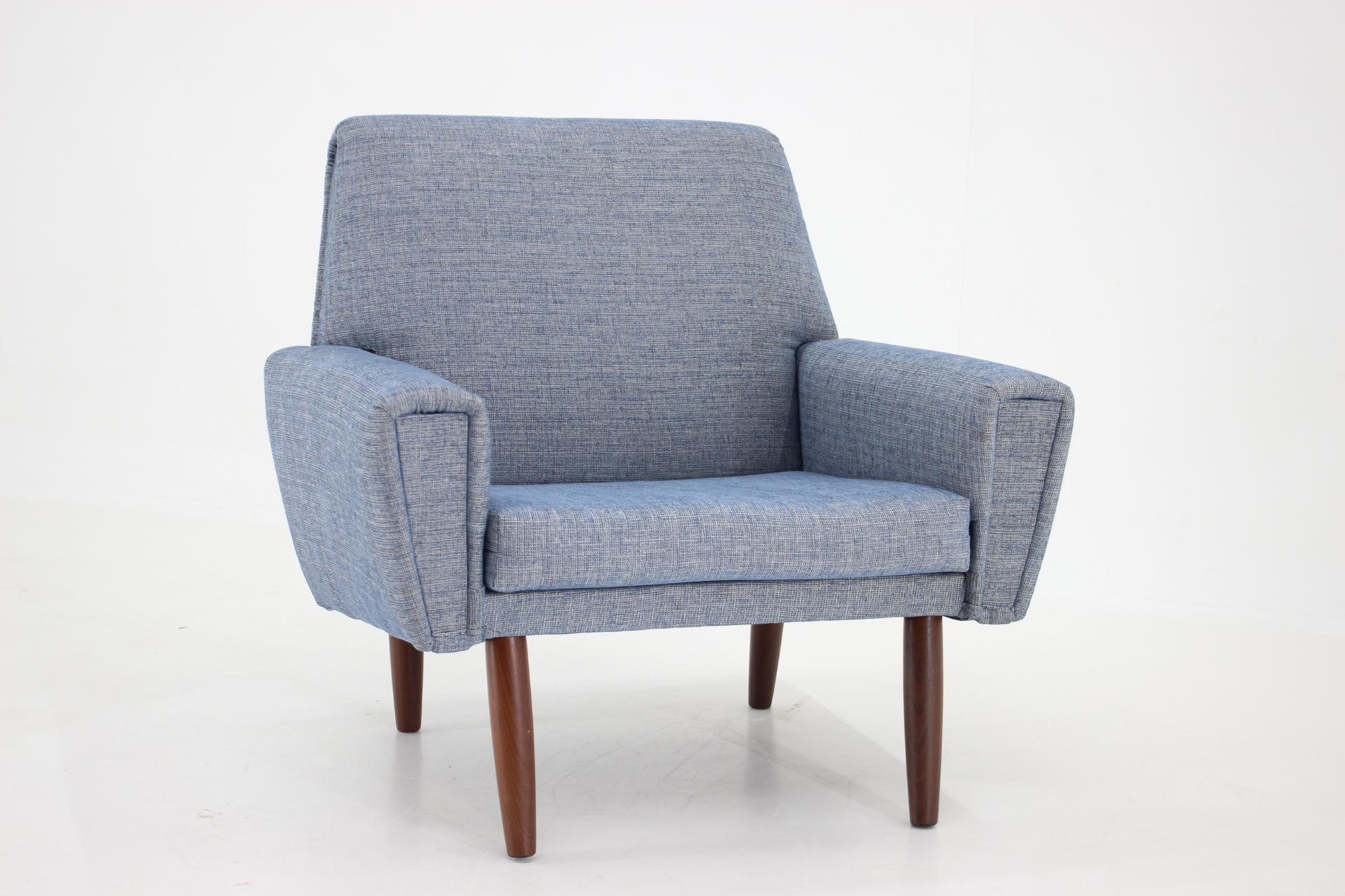 Mid-Century Modern 1960s Danish Teak Armchair -Newly upholstered  For Sale