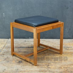 1960s Danish Teak Black Vinyl Teak Flip-Top Stool or Table Mid-Century Modern