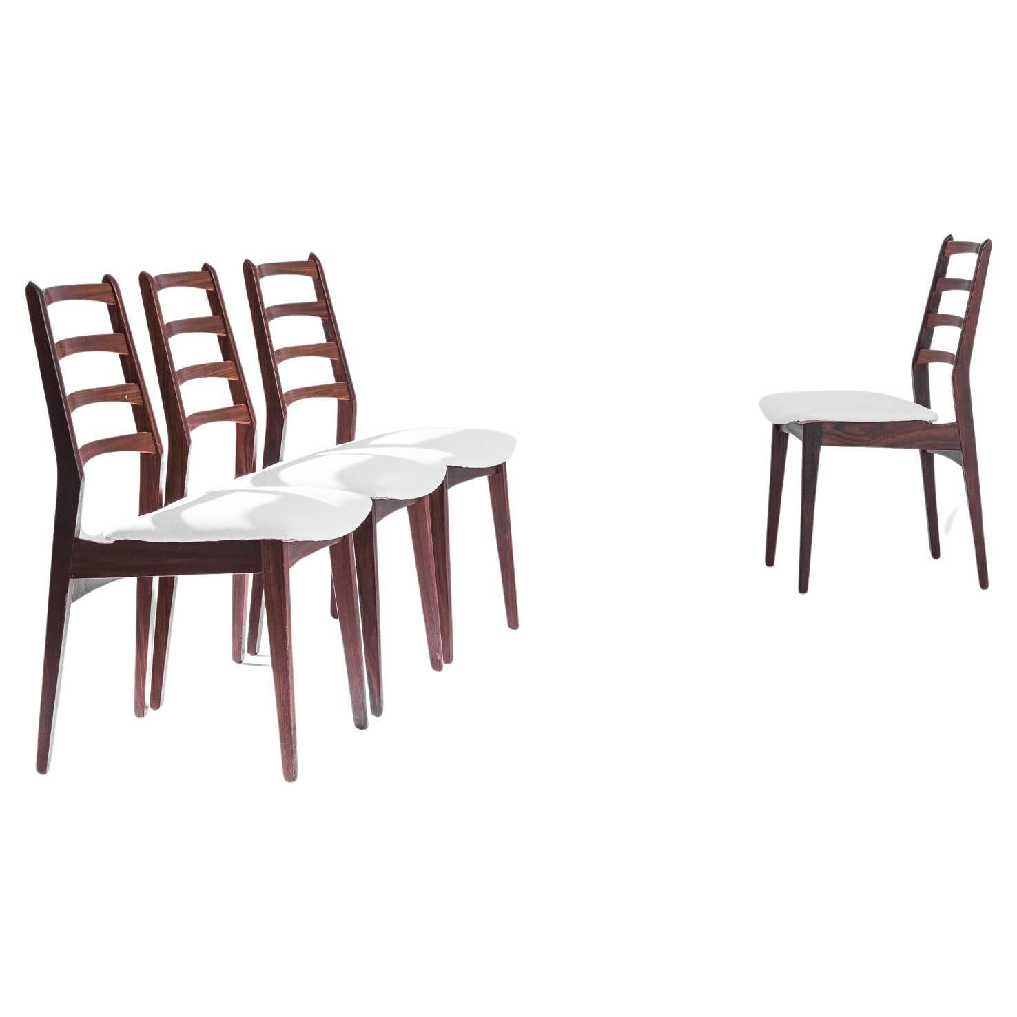 1960s Danish Teak Chairs with Upholstered Seats, Set of 4 For Sale