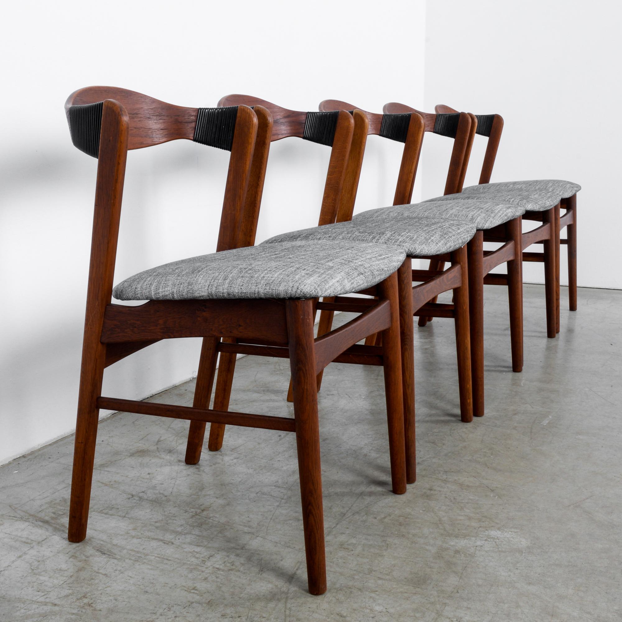 1960s Danish Teak Chairs with Upholstered Seats, Set of Five 7