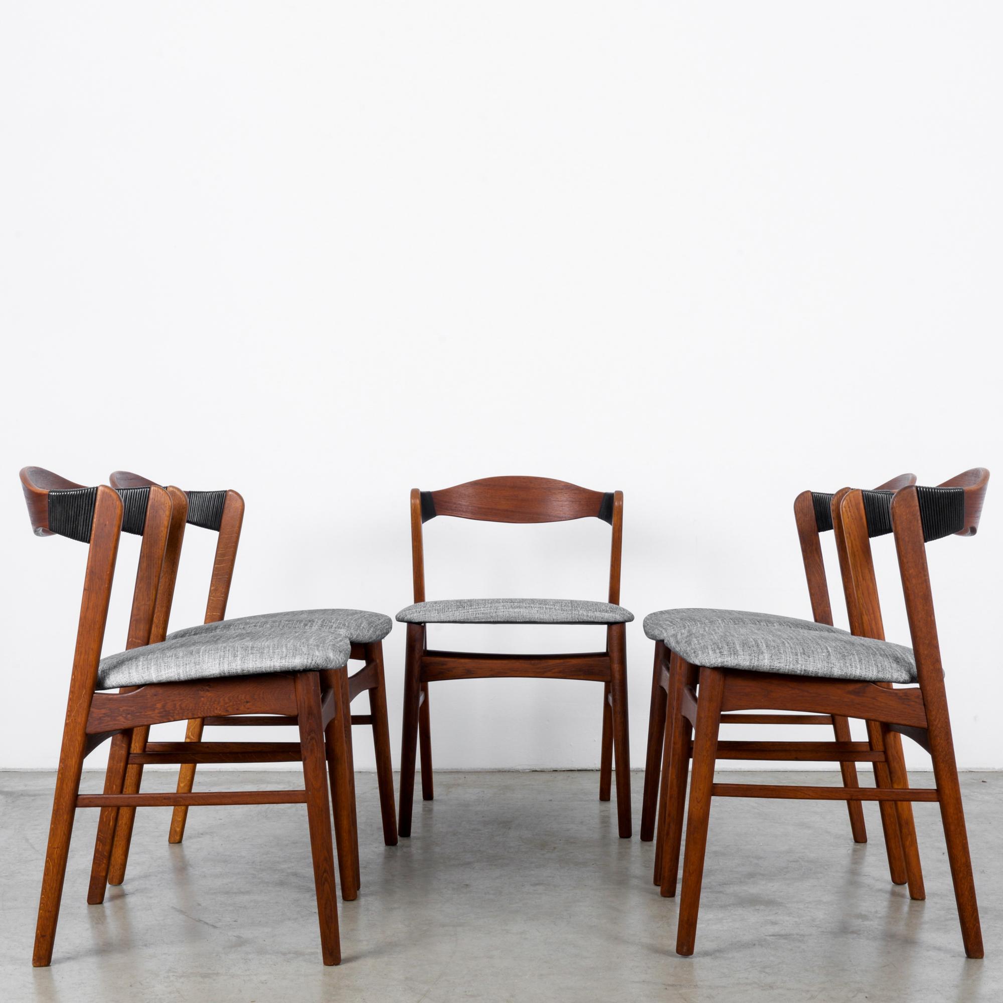 1960s Danish Teak Chairs with Upholstered Seats, Set of Five 9