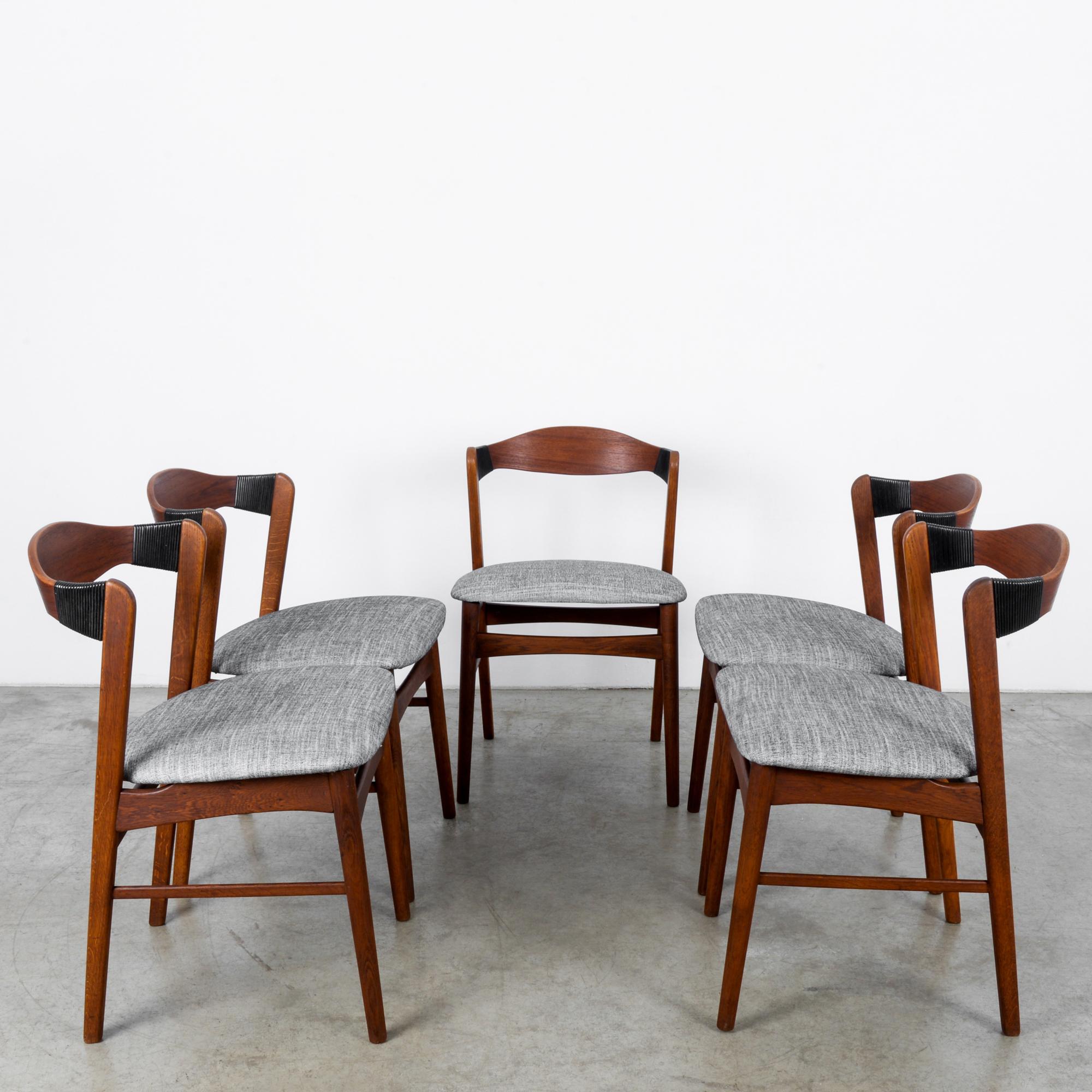 1960s Danish Teak Chairs with Upholstered Seats, Set of Five 10