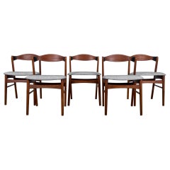 1960s Danish Teak Chairs with Upholstered Seats, Set of Five 1960s Danish Teak Chairs with Upholstered Seats, Set of Five