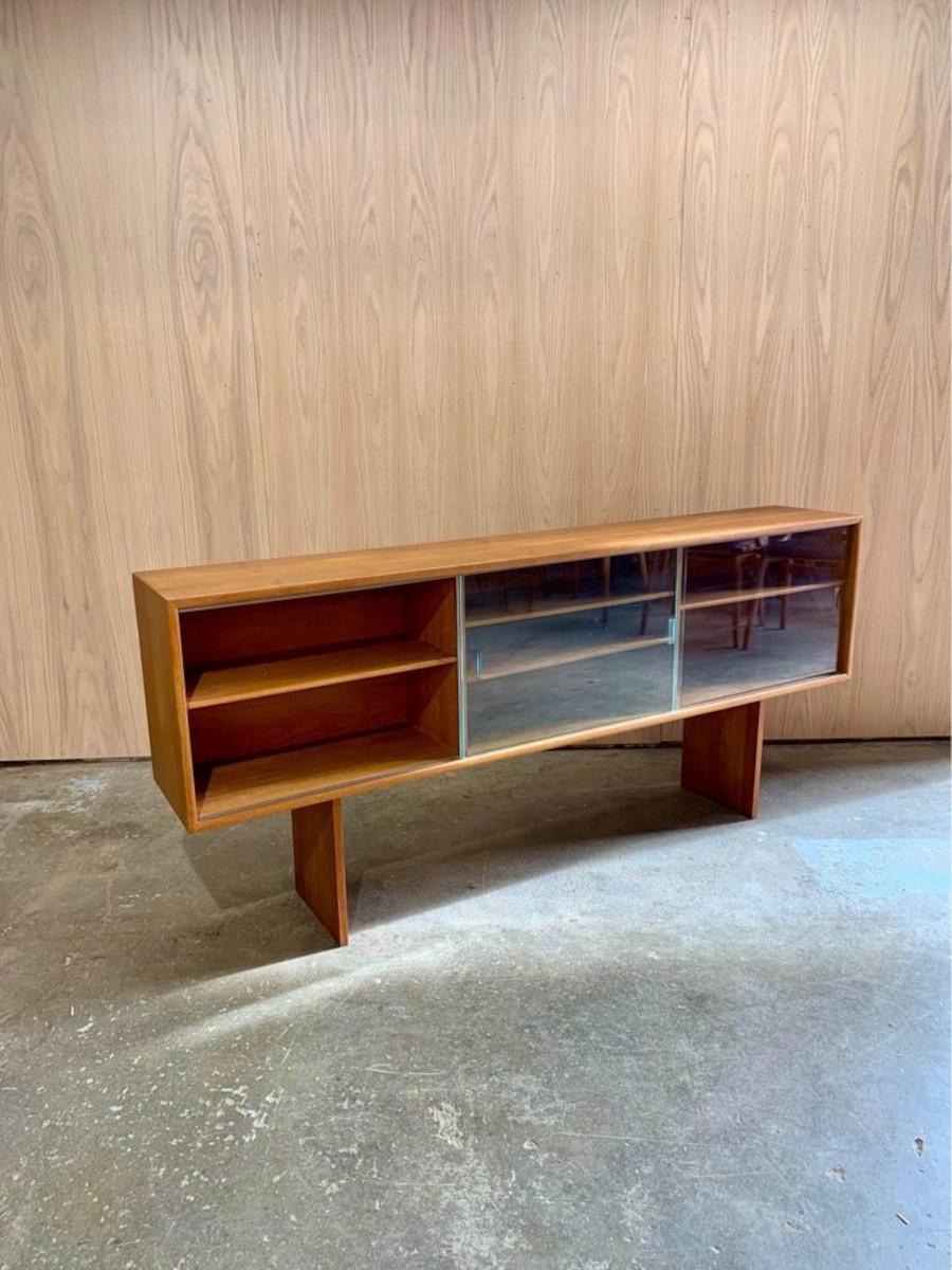 Mid-20th Century 1960s Danish Teak Credenza  Hutch  Cabinet