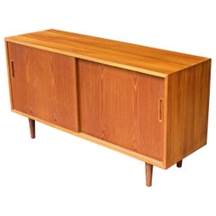 1960s Danish Teak Credenza Record Album LP Storage Shelving Midcentury Cabinet