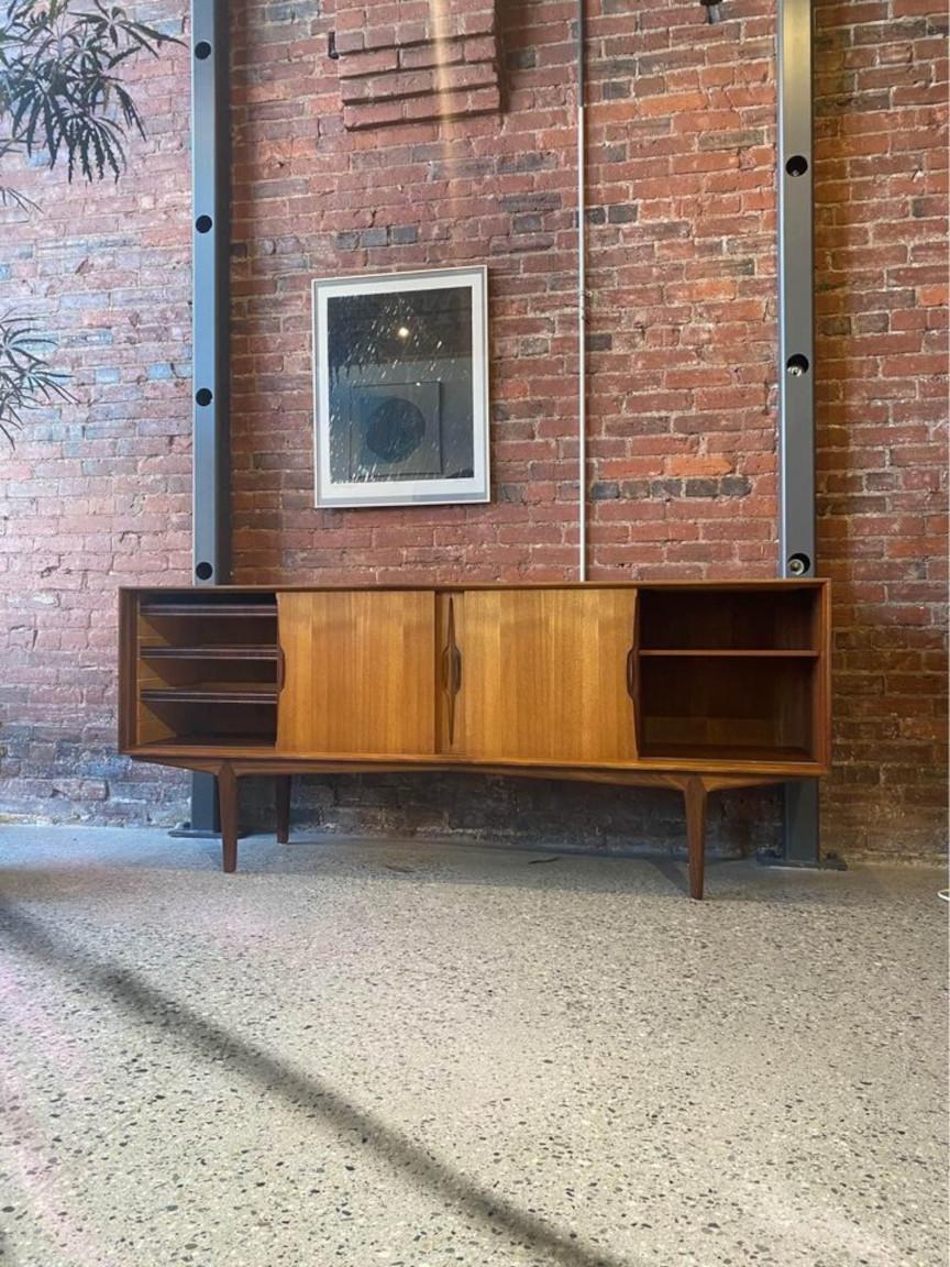 1960s Danish Teak Credenza Sideboard by Knud Nielsen In Excellent Condition In Victoria, BC
